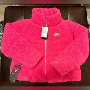 Nike Therma-Fit highlighter pink sherpa jacket! Loose fit